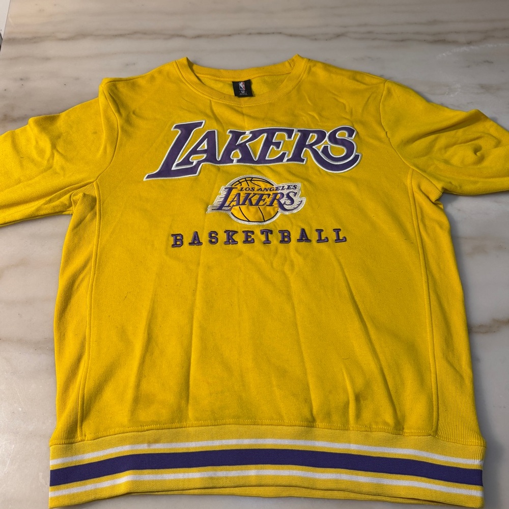 Los Angeles Lakers Basketball Sweater Gold Purple Black Size L Vintage